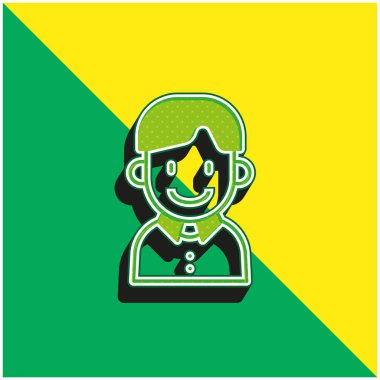 Çocuk Yeşil ve Sarı Modern 3D vektör simgesi logosu