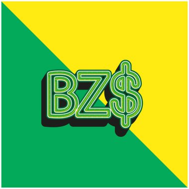 Belize Dolar Sembolü Yeşil ve Sarı 3D vektör simgesi logosu