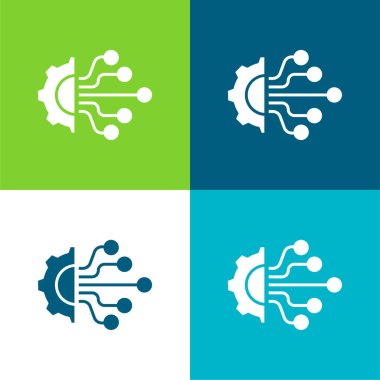 Artificial Intelligence Flat four color minimal icon set clipart