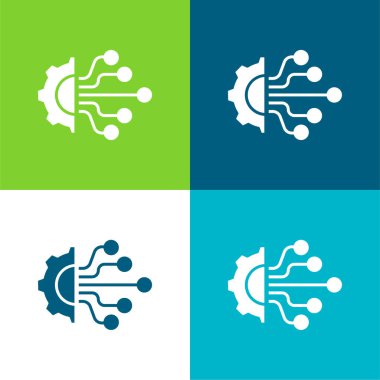 Artificial Intelligence Flat four color minimal icon set clipart