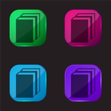 Kitaplar dört renkli cam düğme simgesi