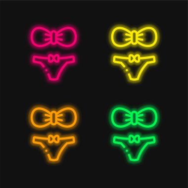 Bikini dört renkli parlayan neon vektör simgesi