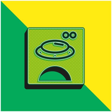 Bear Image On Square Box Green ve sarı 3d vektör simgesi