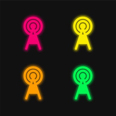 Anten dört renk parlayan neon vektör simgesi