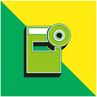 Book And Cd Öğrenme Araçları Yeşil ve sarı 3D vektör simgesi logosu