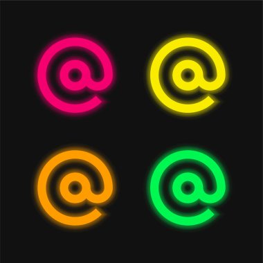 Arroba dört renk parlayan neon vektör simgesi