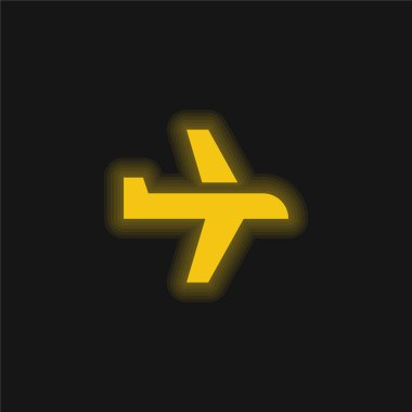 Uçak sarı parlayan neon simgesi