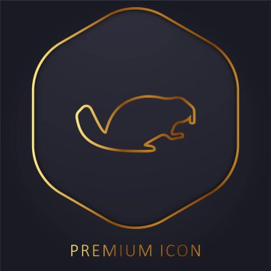 Beaver Facing Right golden line premium logo or icon clipart