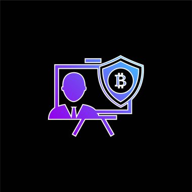 Bitcoin Presentation Of Safety Shield blue gradient vector icon clipart