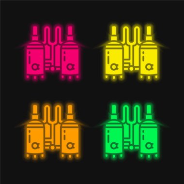 Dört renk parlayan neon vektör simgesi