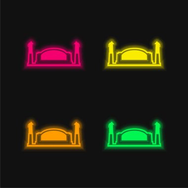 Bell Telephone Memorial, USA four color glowing neon vector icon clipart