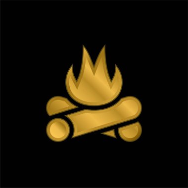 Şenlik ateşi altın kaplama metalik simge veya logo vektörü