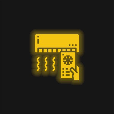 Air Conditioner yellow glowing neon icon clipart