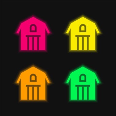 Barn four color glowing neon vector icon clipart