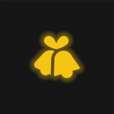 Çanlar sarı parlayan neon simgesi