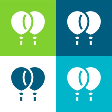 Balonlar Düz 4 renk simgesi seti