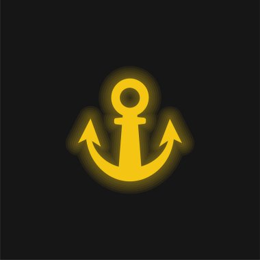 Anchor Programing Tool Symbol yellow glowing neon icon clipart
