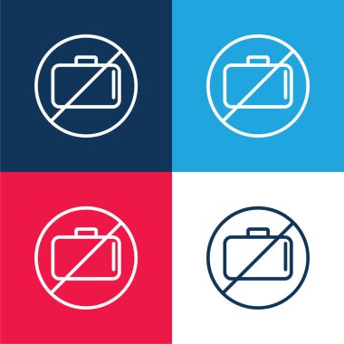 Baggage Ban Signal blue and red four color minimal icon set clipart