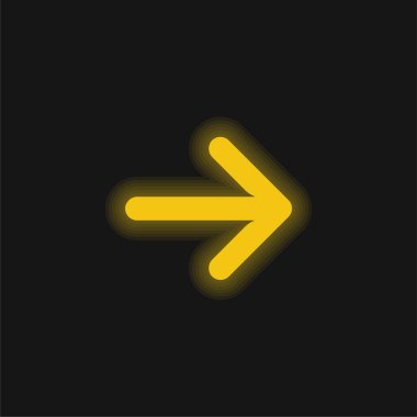 Sarı oklar parlayan neon simgesi