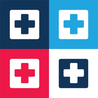 Düğme mavi ve kırmızı dört renk minimal simgesi seti ekle