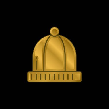 Beanie altın kaplama metalik simge veya logo vektörü