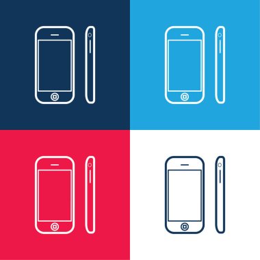 Apple Mobil Araç Görünümleri Önden ve yandan mavi ve kırmızı en az dört renk simgesi