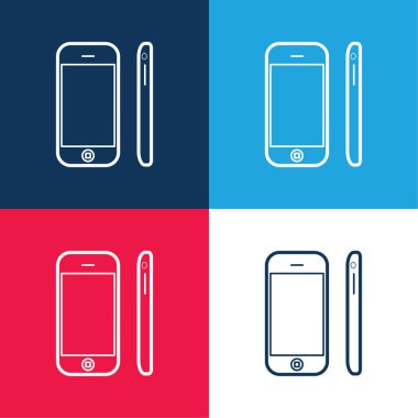 Apple Mobil Araç Görünümleri Önden ve yandan mavi ve kırmızı en az dört renk simgesi