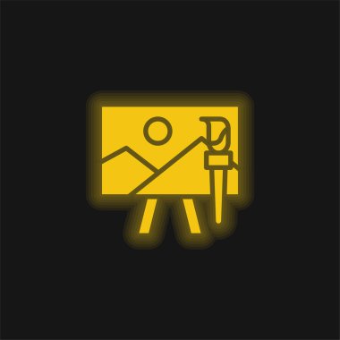 Sanat sarısı parlak neon simgesi