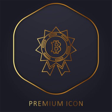 Bitcoin Ödül Etiketi Altın Hat prim logosu veya simgesi