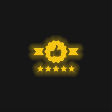 Rozet sarı parlak neon simgesi