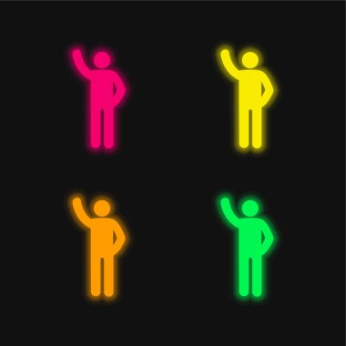 Dört renk parlayan neon vektör simgesini kolla
