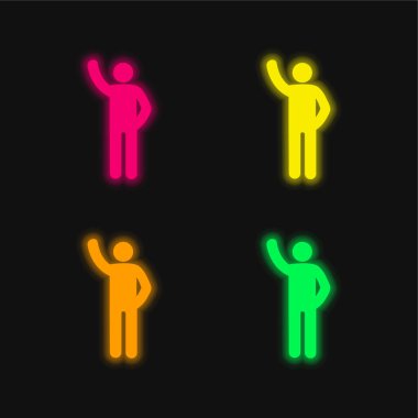 Arm Up four color glowing neon vector icon clipart