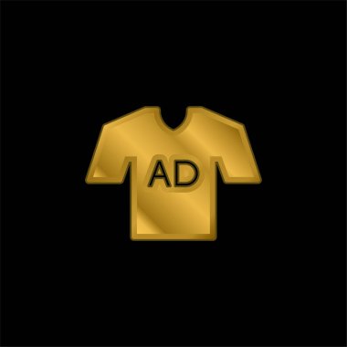 AD T Shirt gold plated metalic icon or logo vector clipart