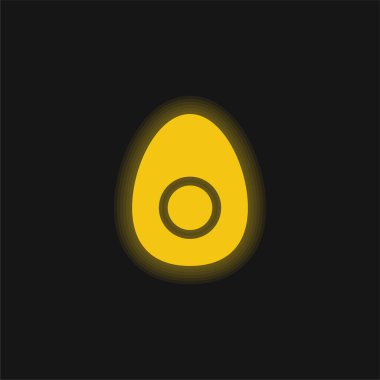 Boiled Egg yellow glowing neon icon clipart