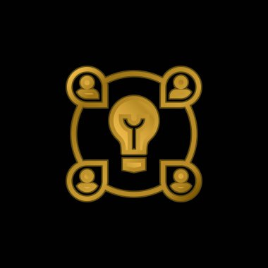 Altın kaplama beyin fırtınası metalik simge veya logo vektörü