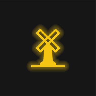 Big Windmill yellow glowing neon icon clipart