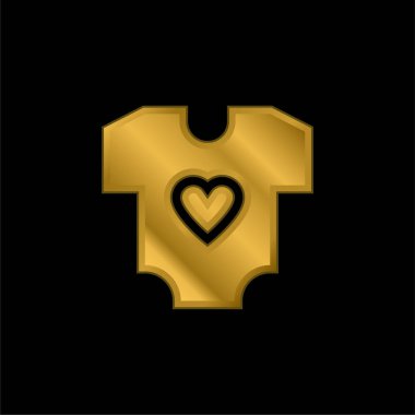 Bebek Giysileri Altın kaplama metalik simge veya logo vektörü