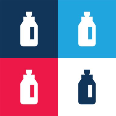 Şişe mavi ve kırmızı dört renk minimal simge kümesi