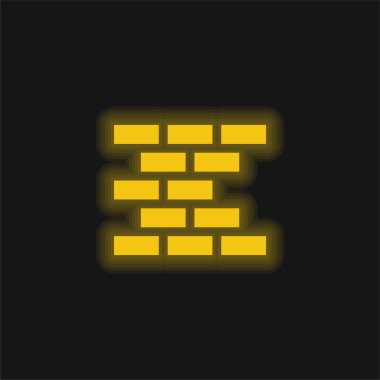 Tuğla Duvar sarı parlak neon simgesi