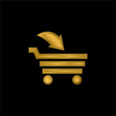 Alışveriş Arabası altın kaplama metalik simge ya da logo vektörüne ekleniyor