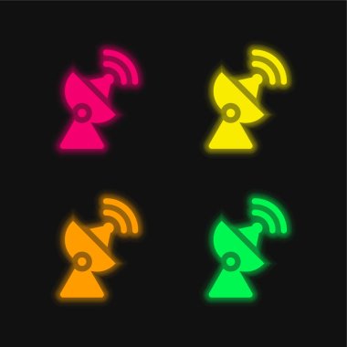 Antenna four color glowing neon vector icon clipart