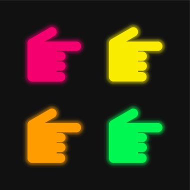 Siyah El, dört renkli, parlayan neon vektör simgesini gösterir