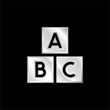 Abc Blok gümüş kaplama metalik simge