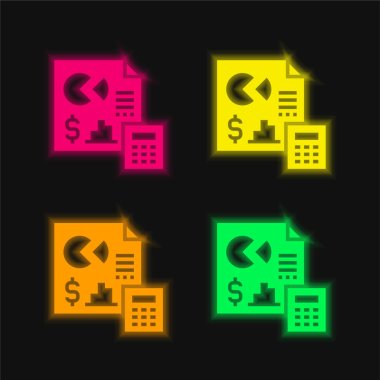 Accounting four color glowing neon vector icon clipart