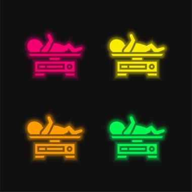 Bebek Ağırlığı dört renk parlayan neon vektör simgesi