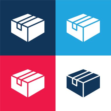 Kutu mavi ve kırmızı dört renk minimal simge kümesi