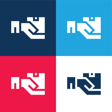 Kutu mavi ve kırmızı dört renk minimal simge kümesi