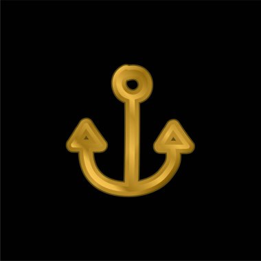 Çapa El Çizim Aracı Altın kaplama metalik simge veya logo vektörü