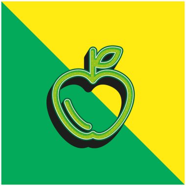 Apple Outline Yeşil ve sarı modern 3d vektör simgesi logosu