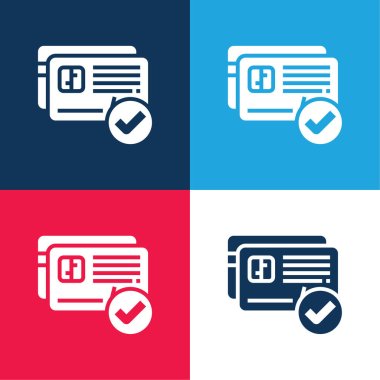 Accept blue and red four color minimal icon set clipart